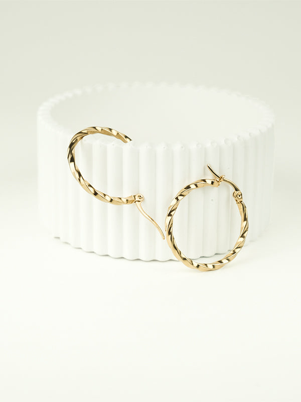 Water Wave Hoop Çelik Küpe I S. Steel I WWH01 - GOLD