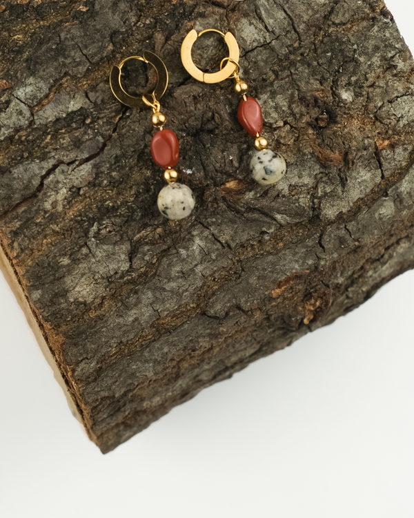 Coral Red Stone Earring I CRSE01-GOLD