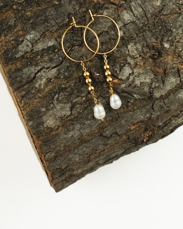 Pear Pearl Stone Earring I PPSE01- GOLD